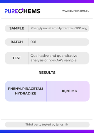 Phenylpiracetam hydrazide - 200mg x 30 capsules Certificate of Analysis