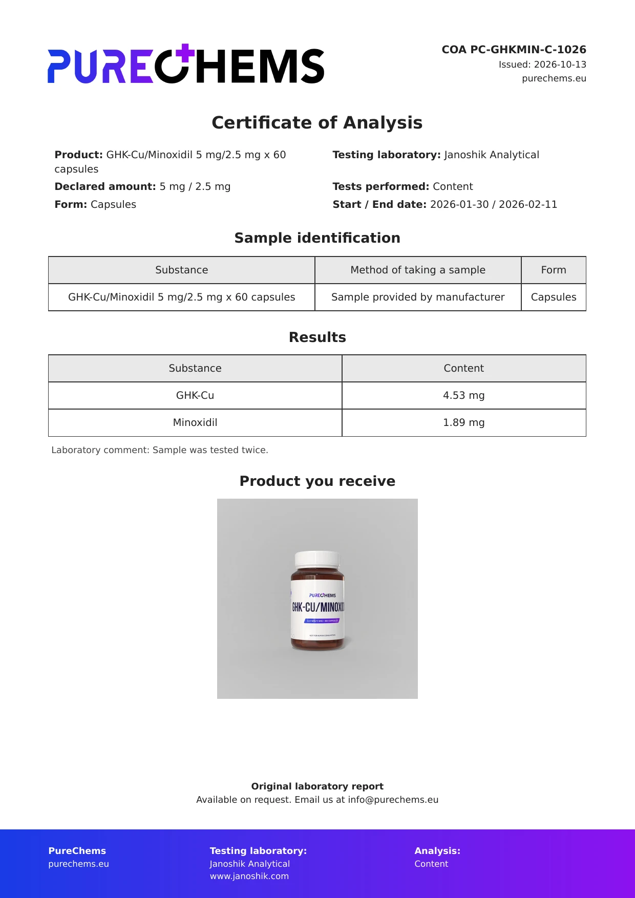 Certificate of Analysis for Antibalder