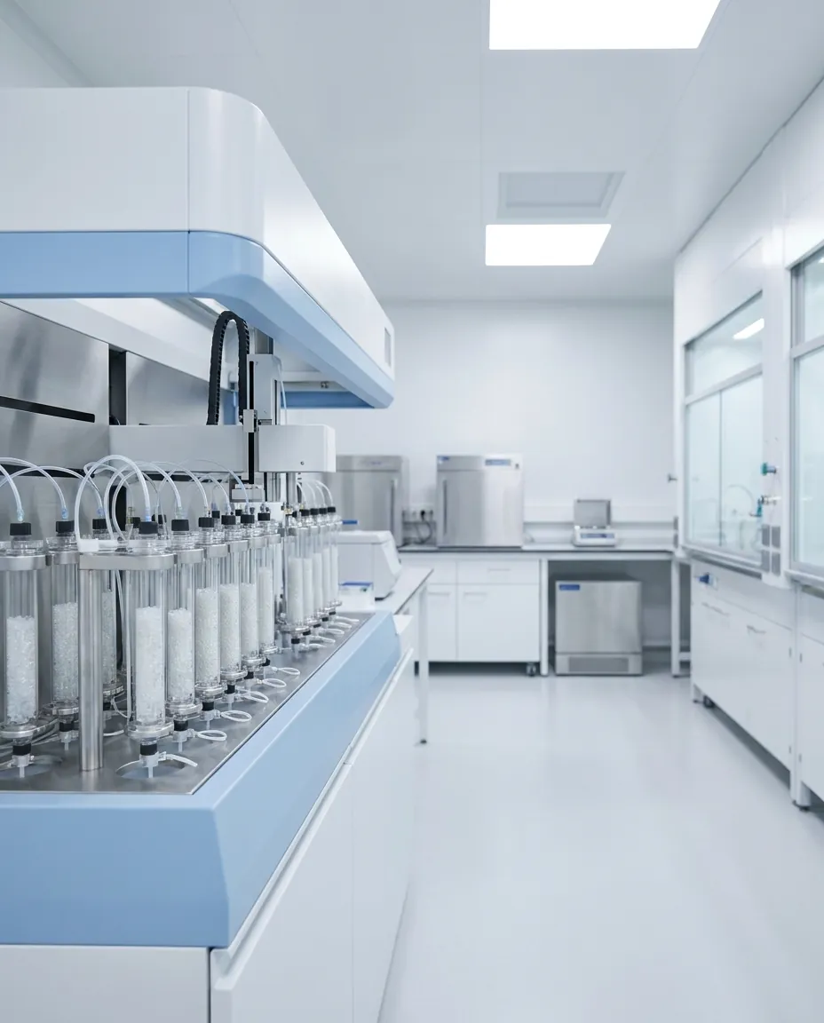 Peptide synthesis in a cleanroom